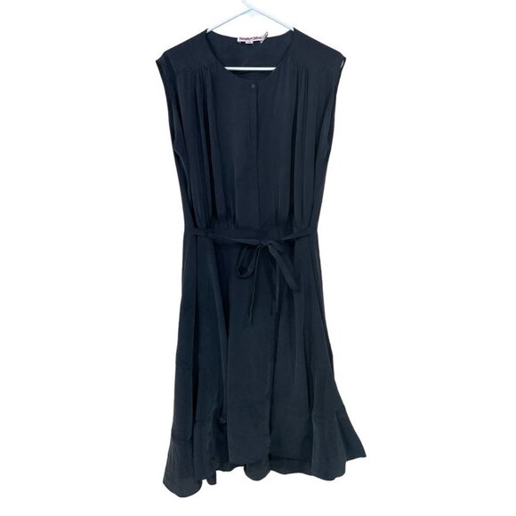 See By Chloe Dresses & Skirts - See By Chloe Size US 8 100% Silk Gray Tie Waist Dress Lined Sleeveless Flawed!‎